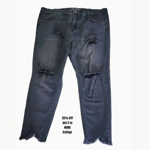 Distressed Black Jeans Size 18 Wild Fable Raw Hem High Rise Skinny Denim